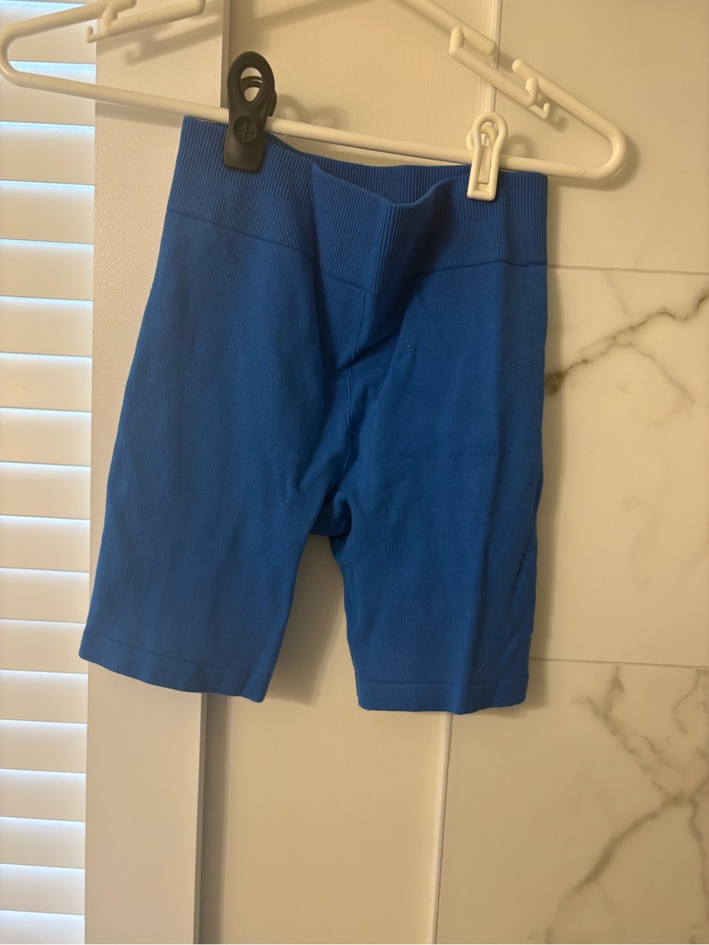Blue Women's Ribbed Bike Shorts